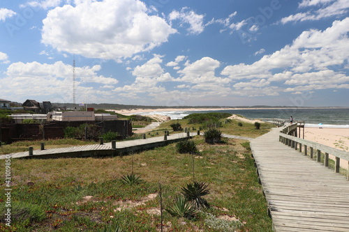 Wooden pedestrian walkway to the beach