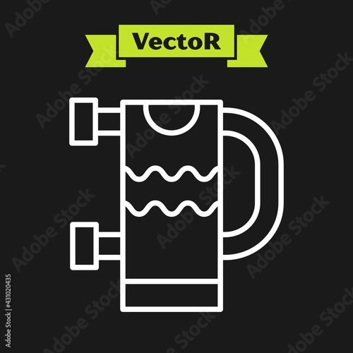 White line Heated towel rail icon isolated on black background. Vector