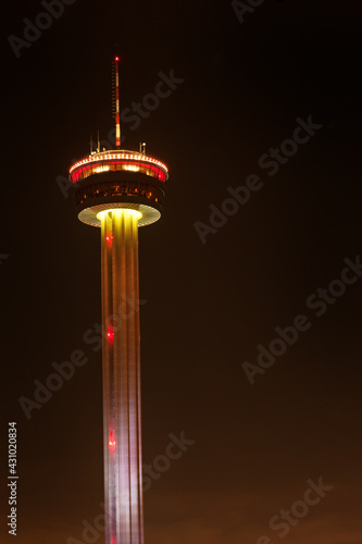 Illuminated Towers of Americas in Hemisfair district of downtown San Antonio, Texas, USA #431020834