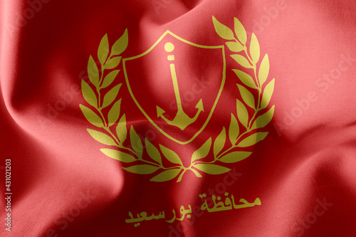 Vászonkép 3D illustration flag of Port Said is a region of Egypt.