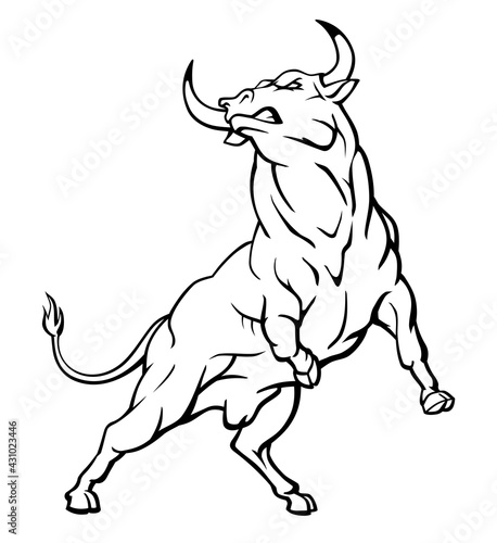 Wild Bull  Ink Line Art Illustration