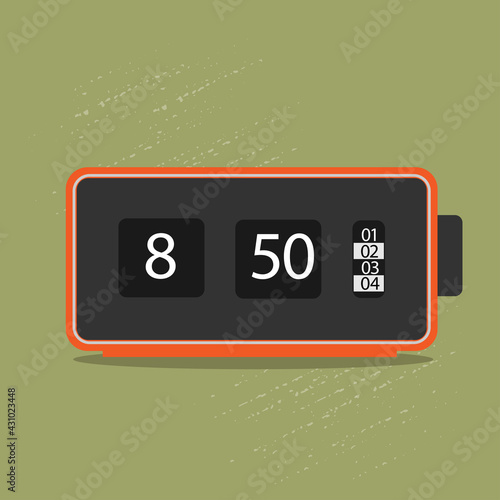 Retro flip clock. Vintage style with texture