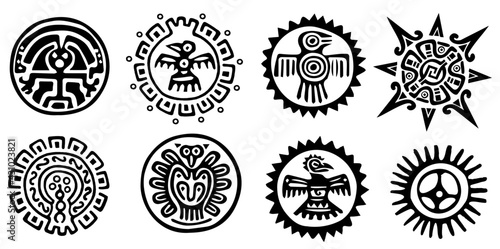 Design und Motive von Inka, Maya, Azteken aus Südamerika