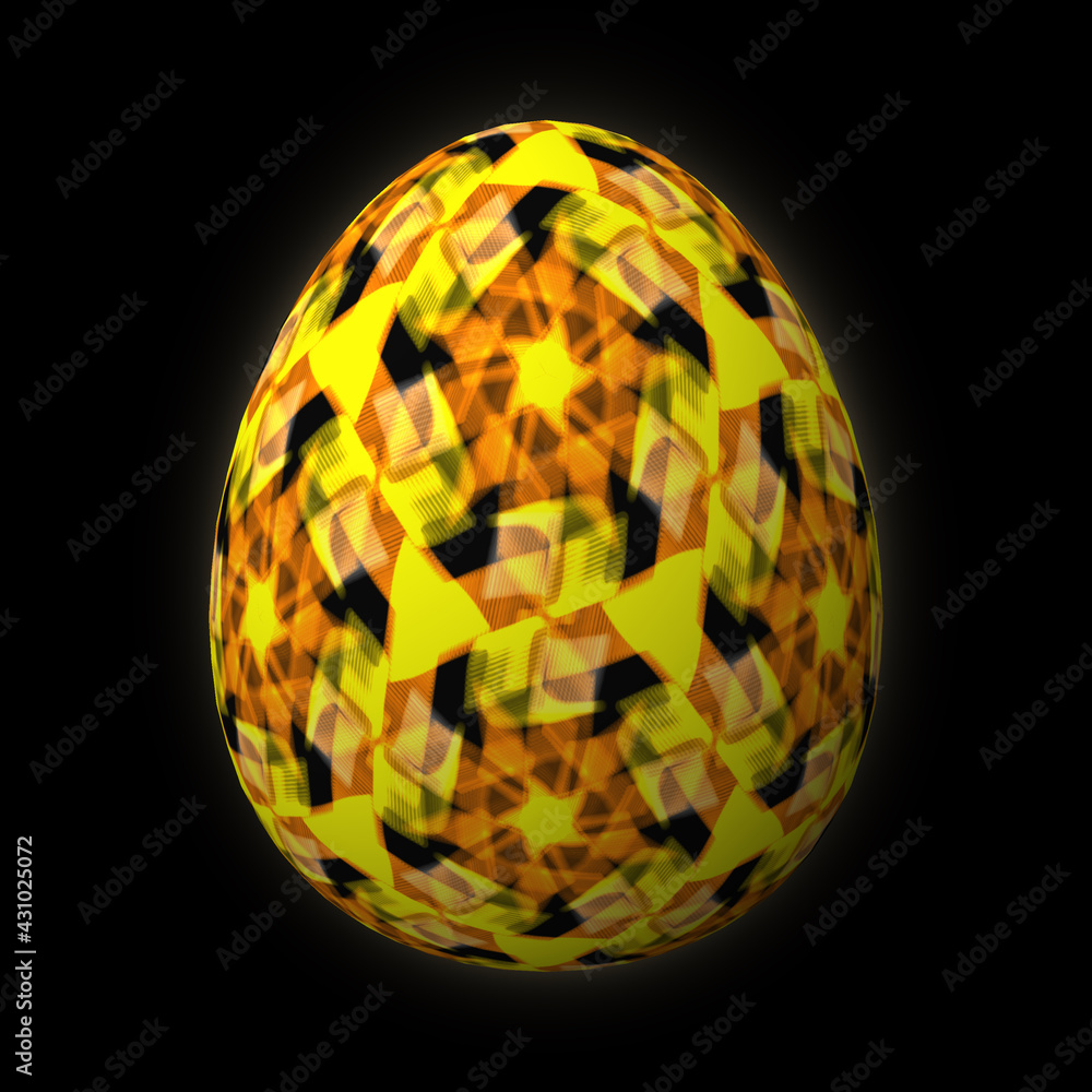 Happy Easter, Artfully designed and colorful 3D easter egg, 3D illustration on black background Happy Easter, Artfully designed and colorful 3D easter egg, 3D illustration on black background