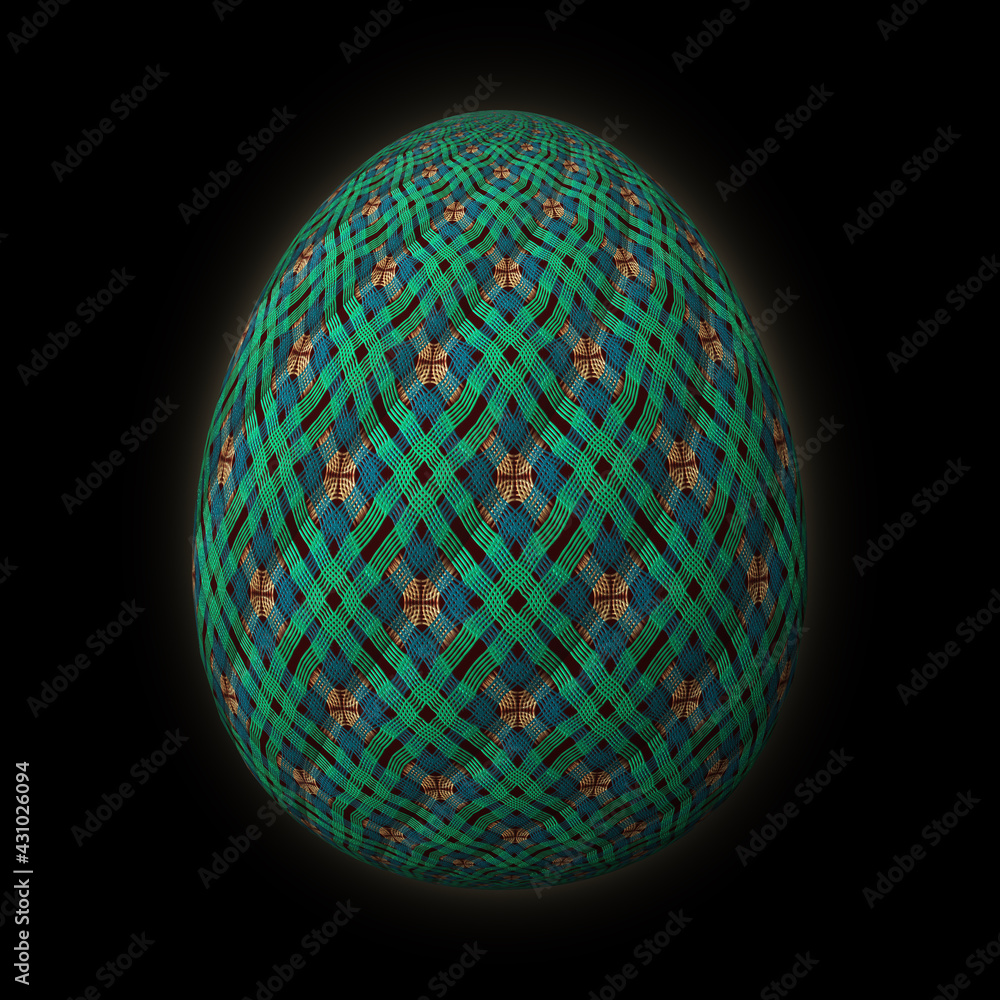 Happy Easter, Artfully designed and colorful 3D easter egg, 3D illustration on black background Happy Easter, Artfully designed and colorful 3D easter egg, 3D illustration on black background