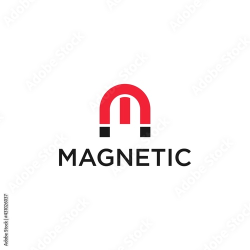 Simple Magnet Logo Red Concept letter M