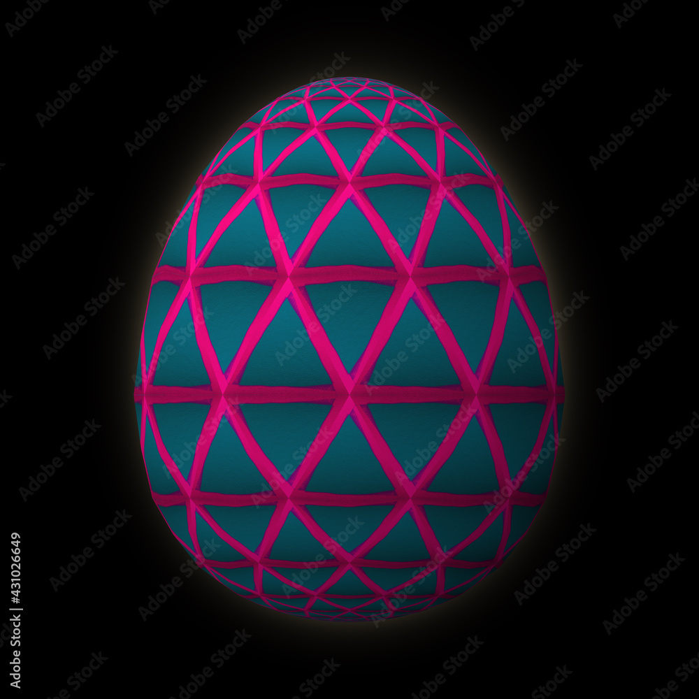 Happy Easter, Artfully designed and colorful 3D easter egg, 3D illustration on black background Happy Easter, Artfully designed and colorful 3D easter egg, 3D illustration on black background