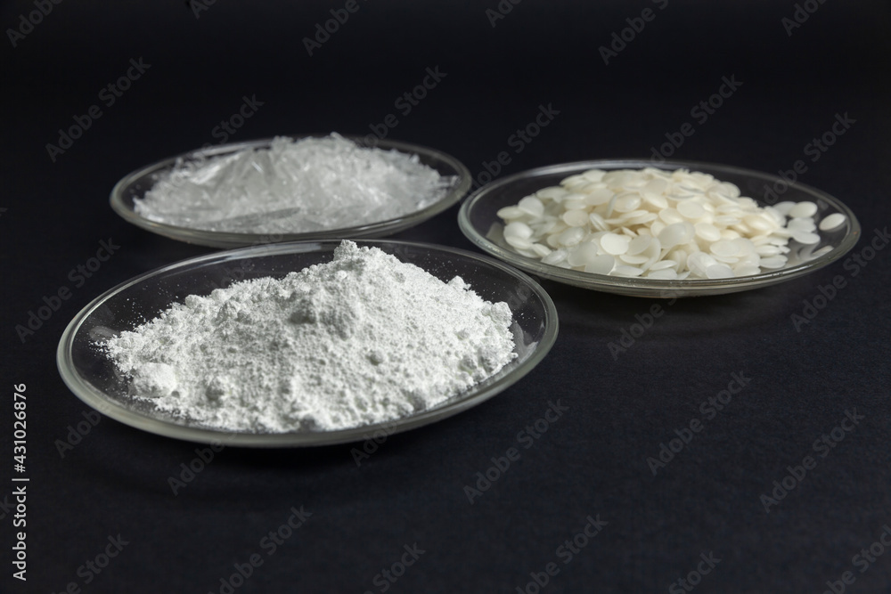 raw materials for the cosmetics industry, mint crystal, wax, powder