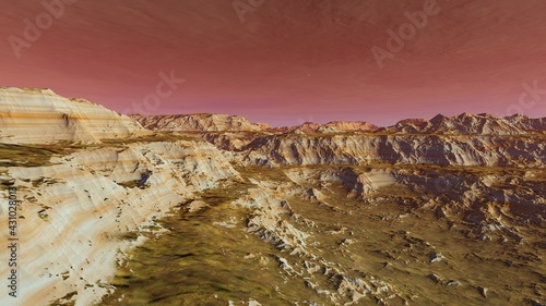 a computer-generated surface, a fantasy world