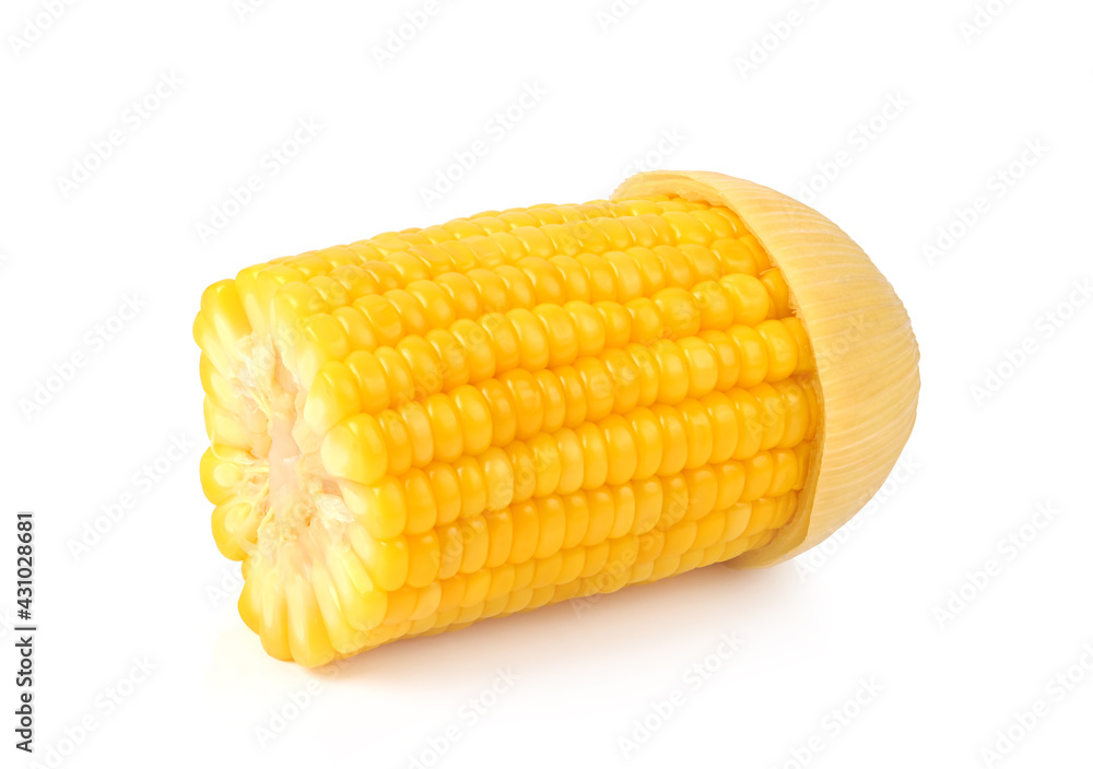 Boiled corn Isolated on white background Boiled corn Isolated on white background