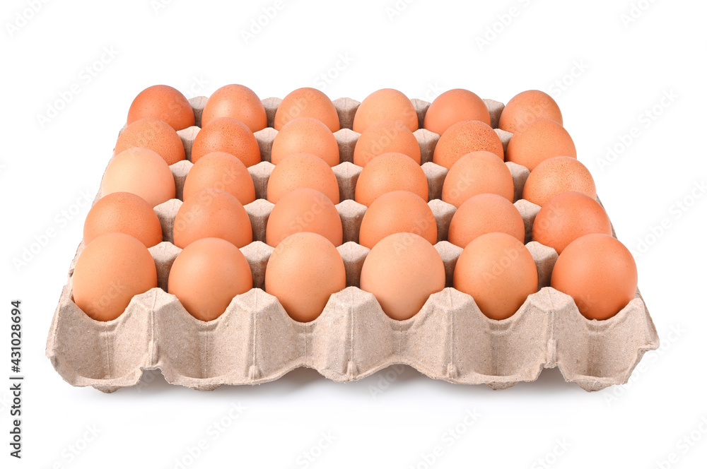 Eggs in packaging isolated on white background. Eggs in packaging isolated on white background.