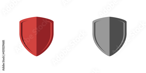vector red shield logo icon design in flat style design illustration