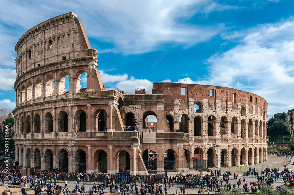 Rome,Italy - Exterior facade of Colosseum.