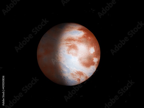 amazing abstract background, bright colorful planet in space, realistic exoplanet.