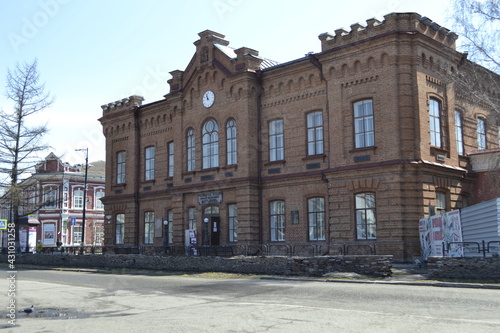 Russia Minusinsk Krasnoyarsk territory.April 2021. Old town in the soutn ofSiberia. © barigor