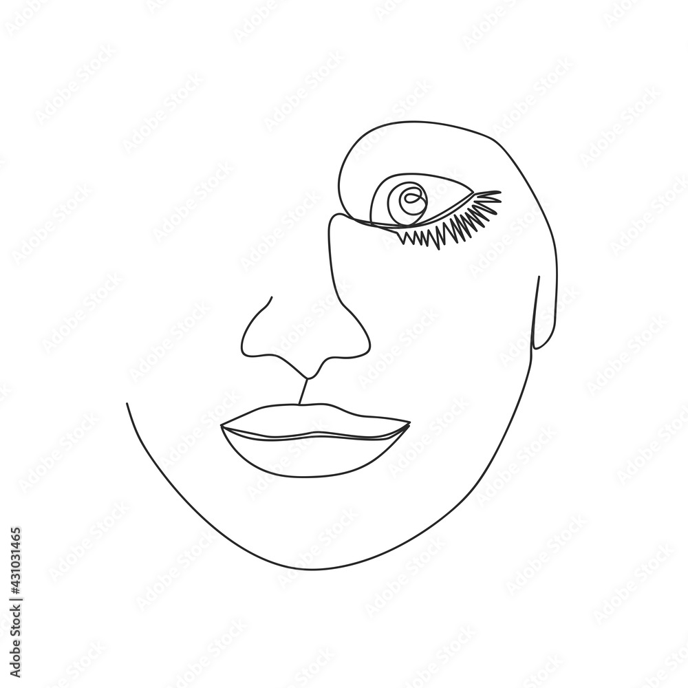 Continuous line, drawing of set faces and hairstyle, fashion concept, woman beauty minimalist, illustration Continuous line, drawing of set faces and hairstyle, fashion concept, woman beauty minimalist, illustration