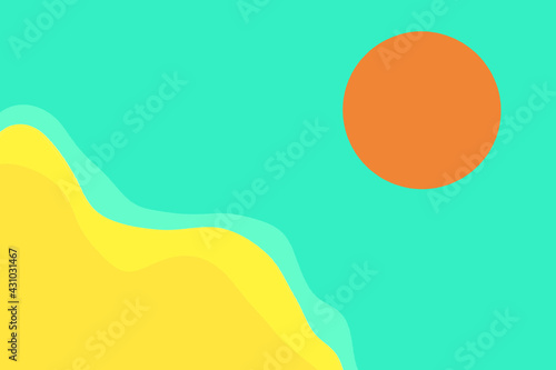 abstract minimalist contemporary aesthetic background with waves. boho style. flat design in orange, light blue and orange © pcperle