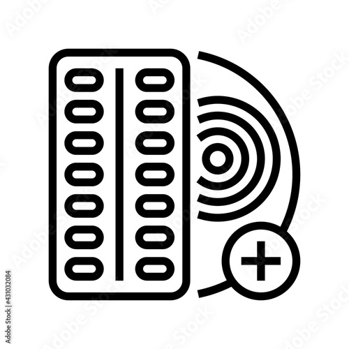 oral medication for control inflammation line icon vector. oral medication for control inflammation sign. isolated contour symbol black illustration