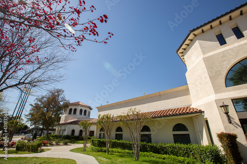 Daytime sunny view of the public civic center of Baldwin Park, California, USA.