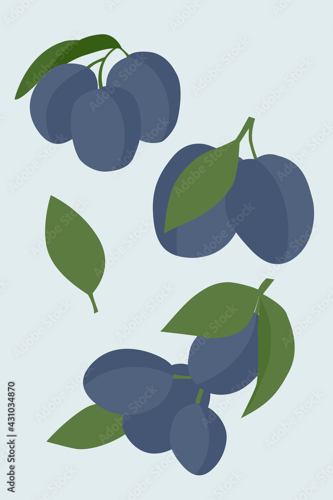 Blue plums on a blue background. Blue plums on a blue background.
