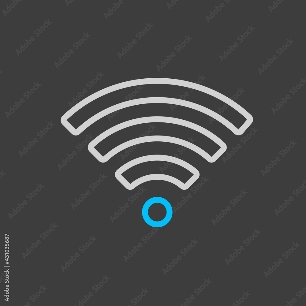 Wi Fi wireless network vector icon on dark background Wi Fi wireless network vector icon on dark background