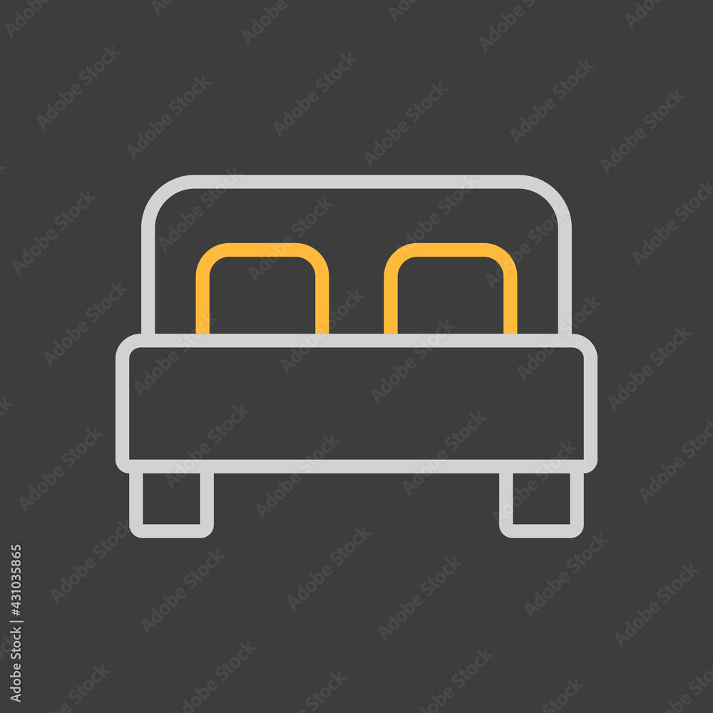 Double bed flat vector icon on dark background Double bed flat vector icon on dark background