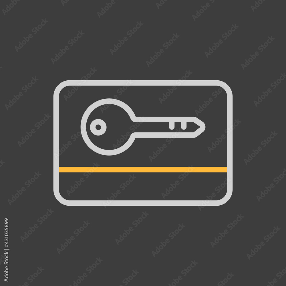 Card key flat vector icon on dark background Card key flat vector icon on dark background