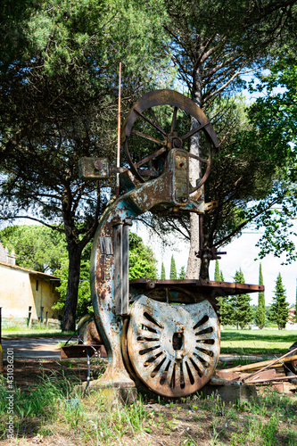 Old agricultural machinery immersed in nature