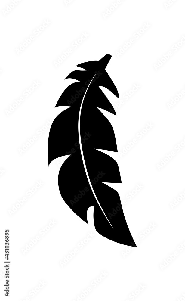 Fototapeta premium illustration of an old feather. Feather silhouette. Retro image of letter with feather icon.