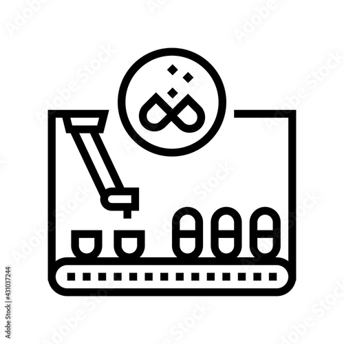 filling pharmaceutical production line icon vector. filling pharmaceutical production sign. isolated contour symbol black illustration