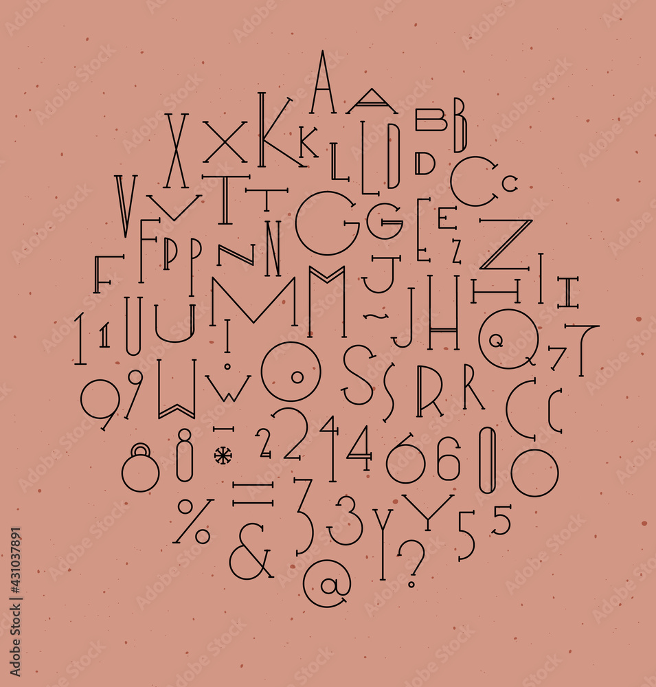 Art deco alphabet powder coral