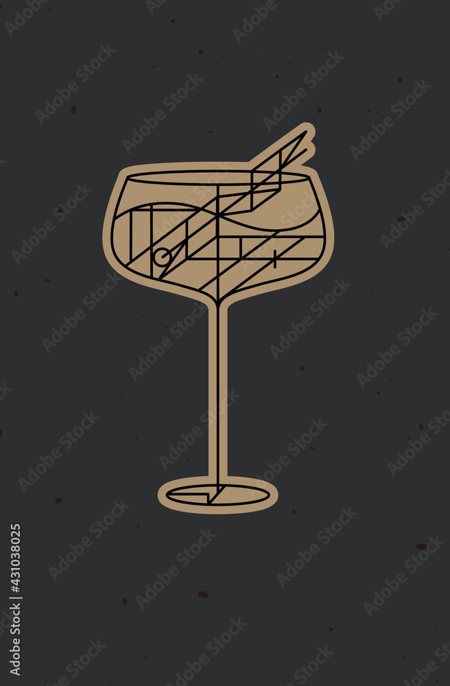 Art deco cuba libre cocktail dark