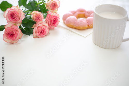 cup of milk and rose