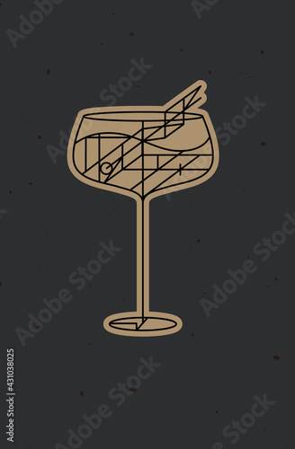 Obraz na płótnie Art deco cuba libre cocktail dark w salonie