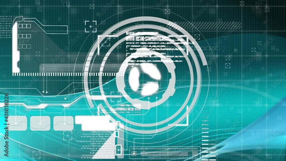 Animation of scope scanning and data processing over grid on green background Animation of scope scanning and data processing over grid on green background