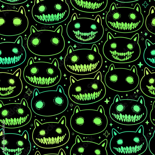 seamless pattern of head cartoon spooky animal
