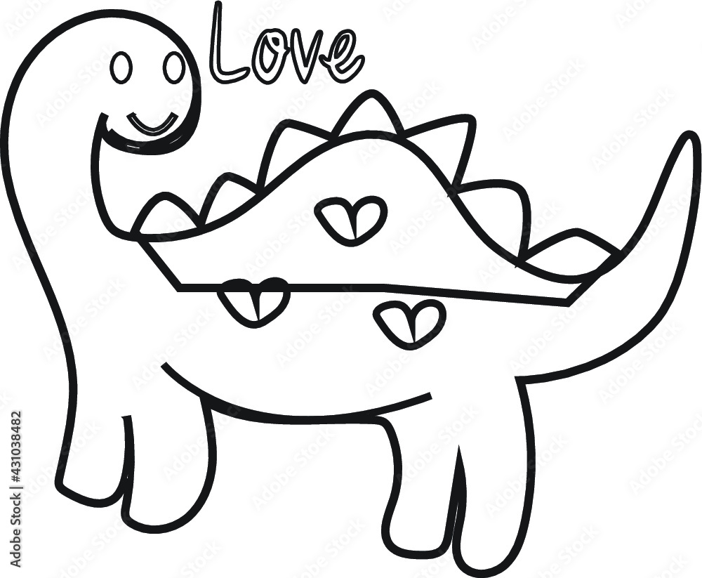Obraz premium cartoon dinosaur coloring page