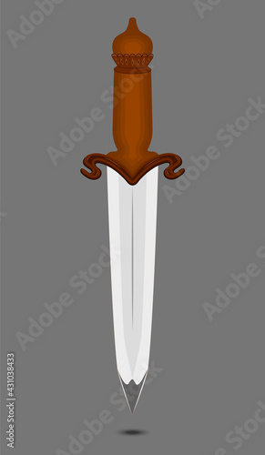 Metal swords. Daggers and a knife. Vertically. Vector