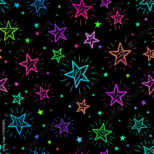 seamless background with bright stars