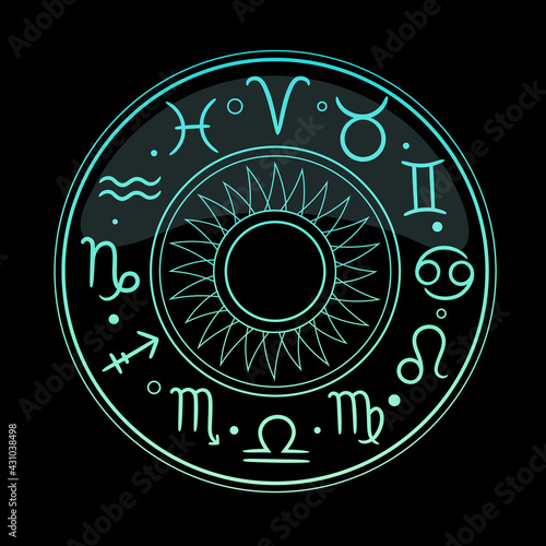 bright round calendar of zodiac signs