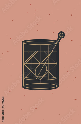 Art deco tom collins cocktail powder coral