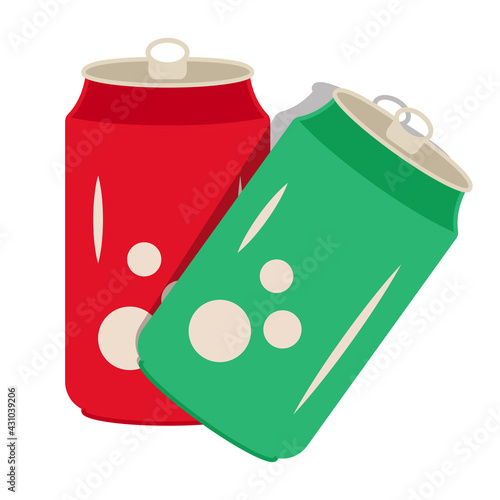 Two flat color icon a soda can or drinks cold can for apps and websites