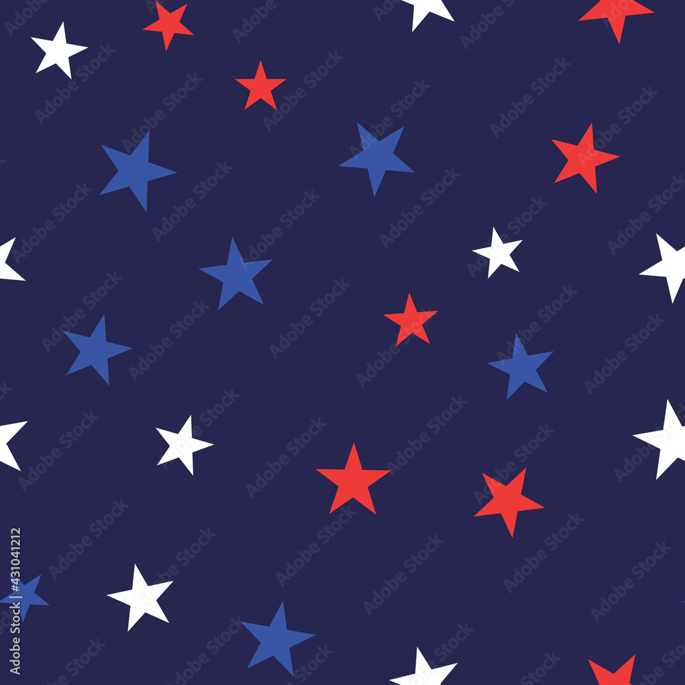 White, Red and Blue Stars with Dots Seamless Pattern White, Red and Blue Stars with Dots Seamless Pattern