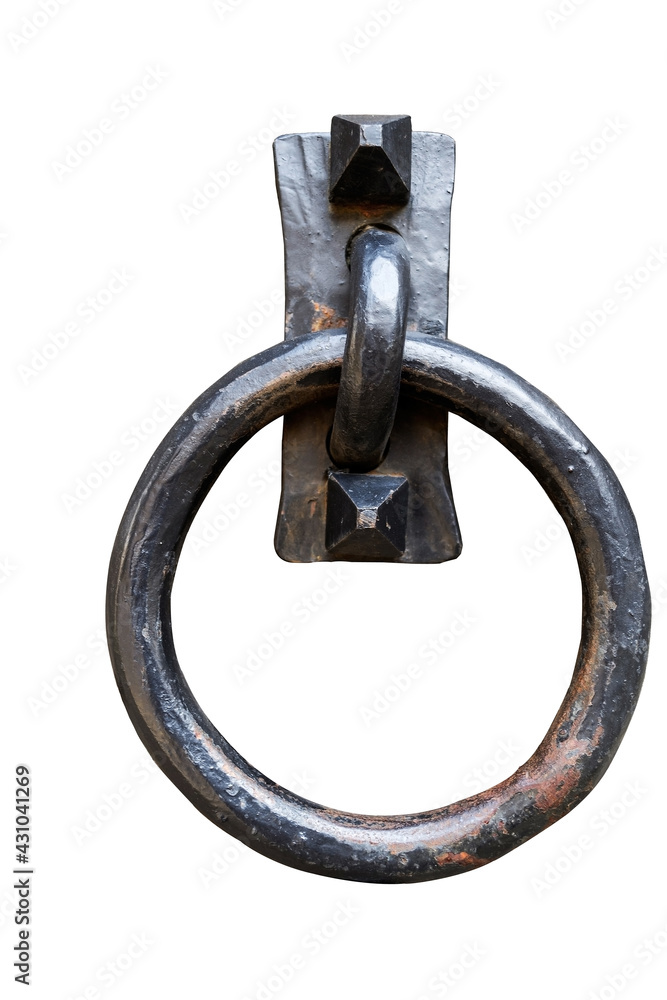 Old medieval door knocker, isolated on a white background. Old medieval door knocker, isolated on a white background.