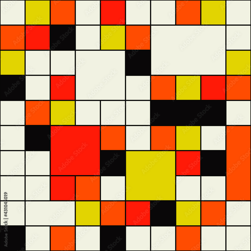 Citrus color tile and too many white tiles. Vector.