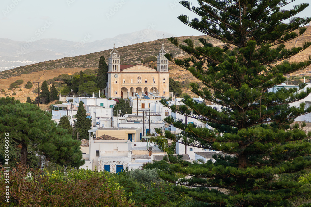 View of the Saint Ioannis Kleidonias in the center of Lefkes, Paros island, Greece.