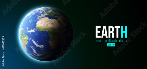 Realistic Earth planet from space. Vector illustration