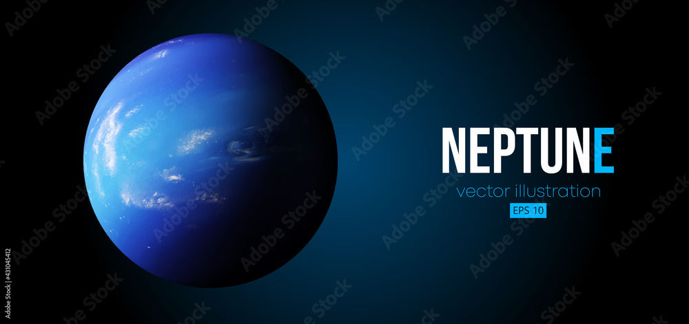 Fotografie, Obraz Realistic Neptun planet from space. Vector illustration