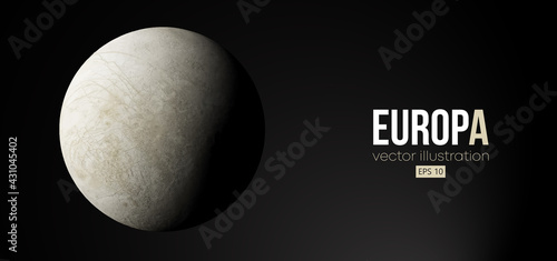 Realistic Europa planet from space. Vector illustration