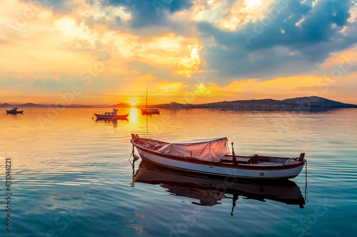 The sunset of Ayvalik in Aegean Sea